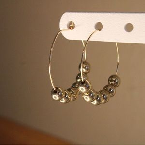Gold Pearl Hoop Earrings
